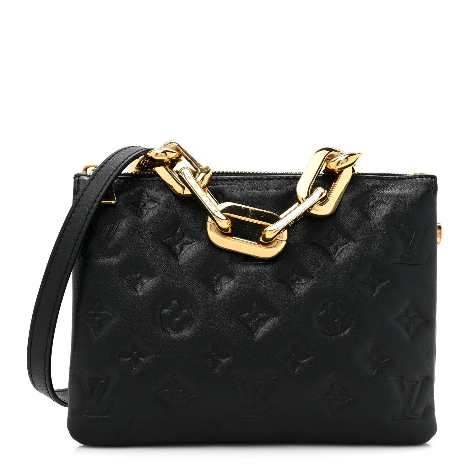 Louis Vuitton Lambskin Embossed Monogram Coussin BB Black 1 of 13