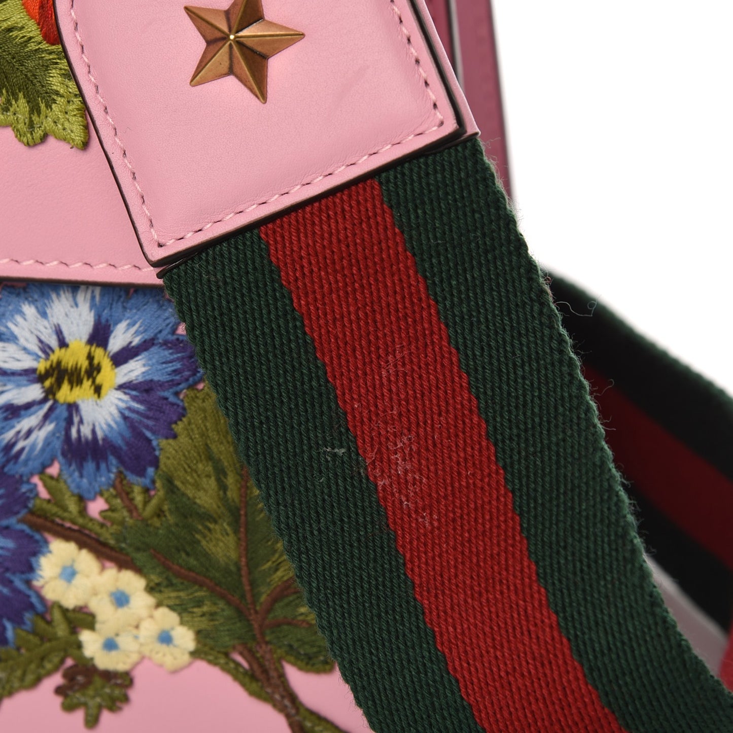 Calfskin Bamboo Web Embroidered Medium Dionysus Top Handle Bag Pink