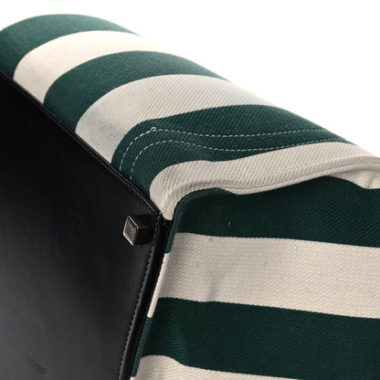 Celine Cotton Canvas Striped Medium Phantom Luggage White Green 13 of 25