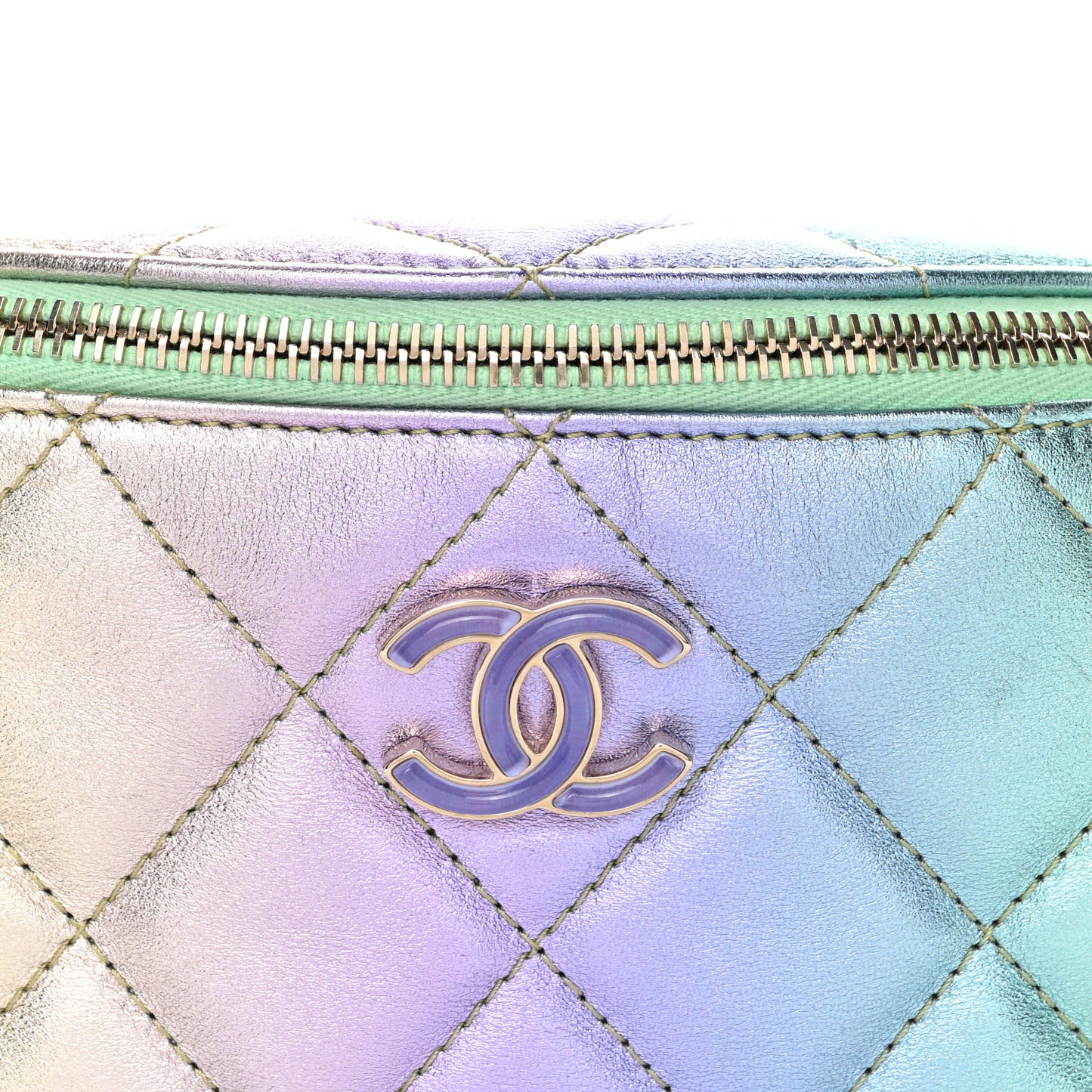 Gradient Metallic Lambskin Quilted Walking Mood Waist Bag Fanny Pack Pink Purple Green