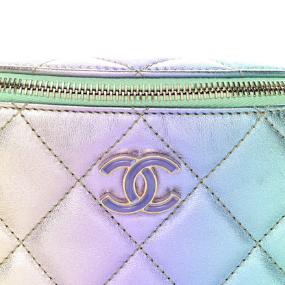 Chanel Gradient Metallic Lambskin Quilted Walking Mood Waist Bag Fanny Pack Pink Purple Green 8 of 12