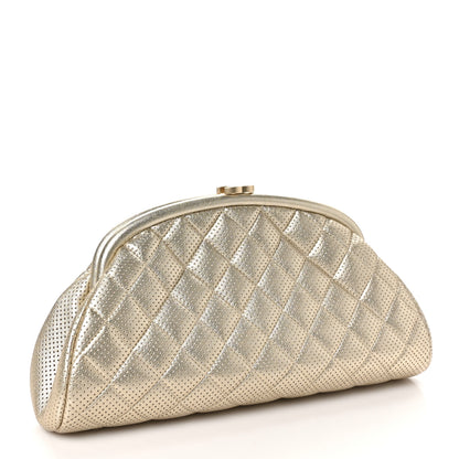 Chanel Metallic Lambskin Perforated Timeless Clutch  Gold 3 of 10