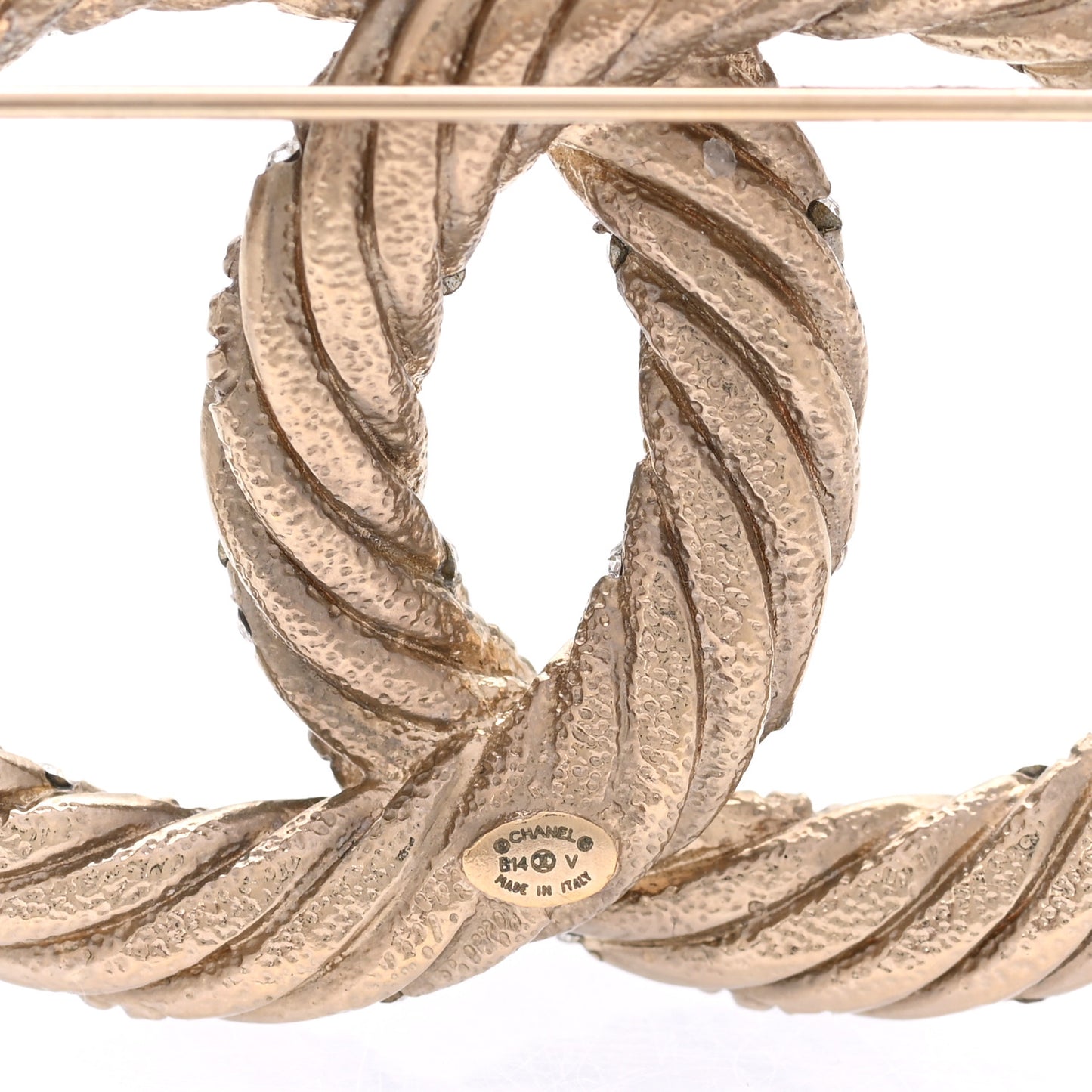Crystal Twisted CC Brooch Light Gold