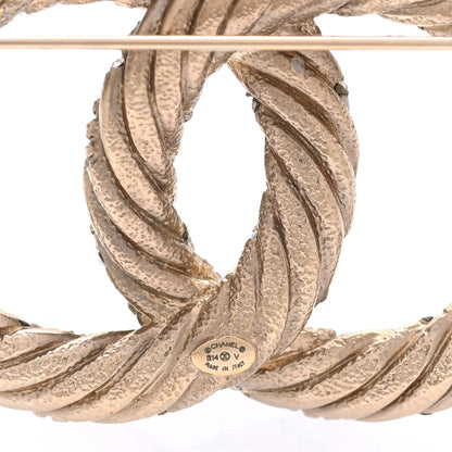Chanel Crystal Twisted CC Brooch Light Gold 4 of 5