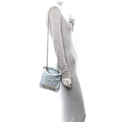 Chanel Shiny Caviar Quilted Mini Chanel 22 Light Blue 2 of 9