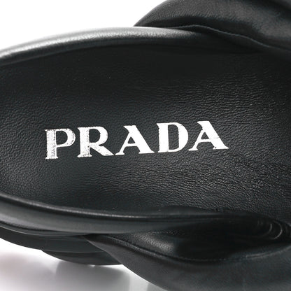 Prada Nappa Soft Metal Triangle Logo Padded Monolith 55mm Slingback Sandals 39 Black 7 of 9