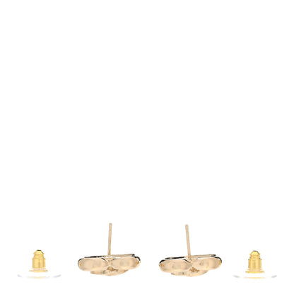 Chanel Metal Crystal CC Logo Heart Earrings Gold 3 of 5