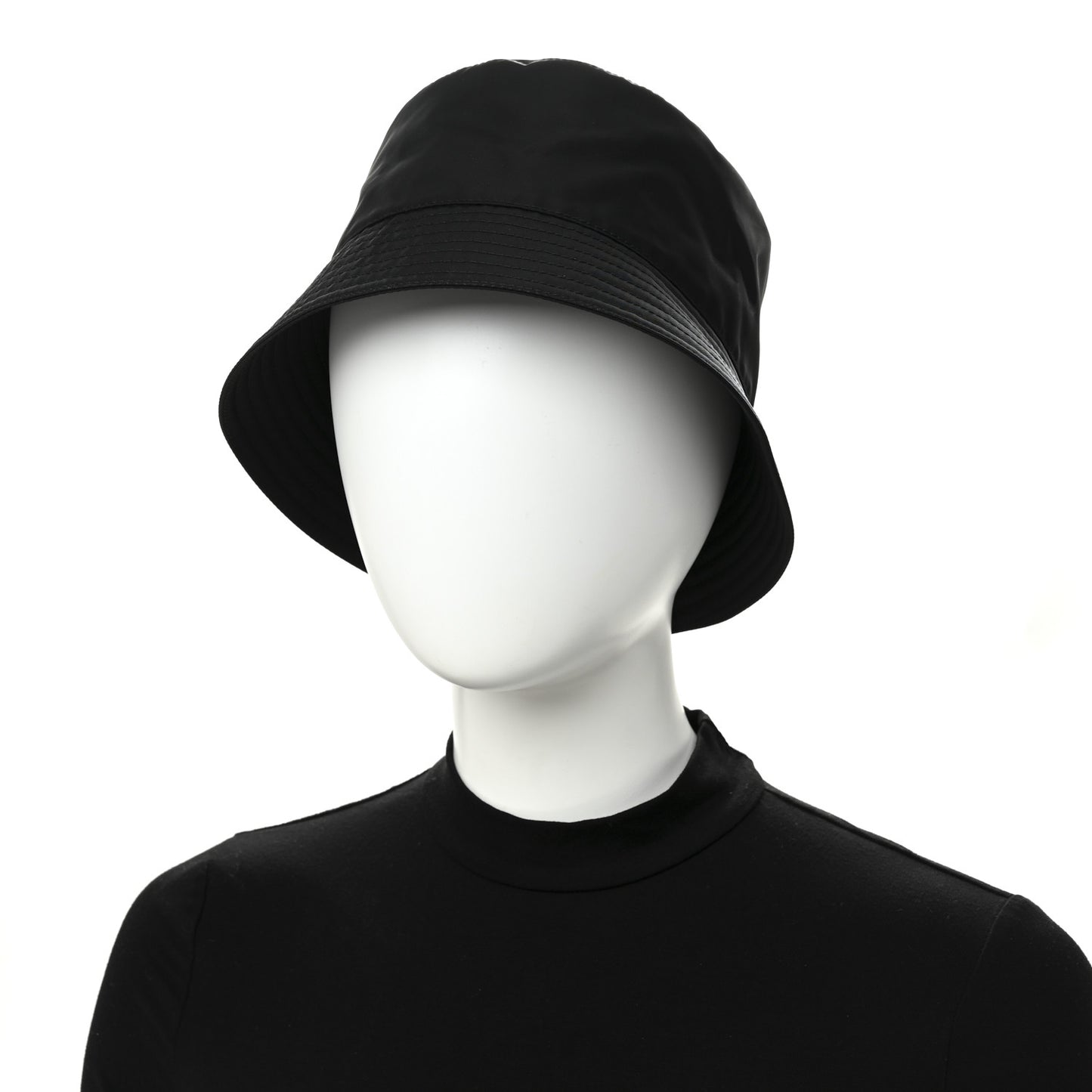 Re-Nylon Metal Triangle Logo Womens Bucket Hat M Black
