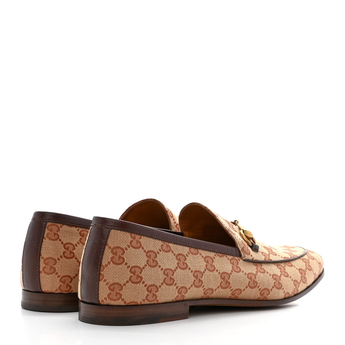Canvas GG Monogram Horsebit Mens Jordaan Loafers 12 Beige Ruggine Light Brown