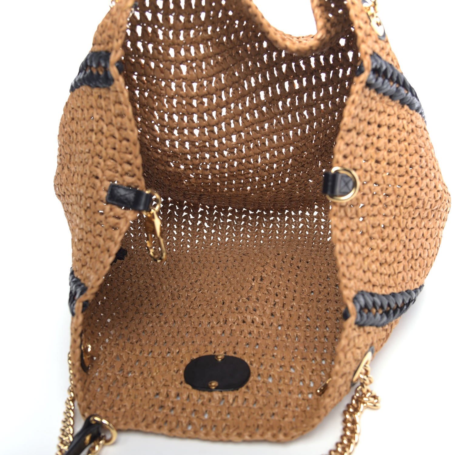 Gucci Raffia Effect Large GG Marmont Shoulder Tote Bag Natural Black 5 of 9
