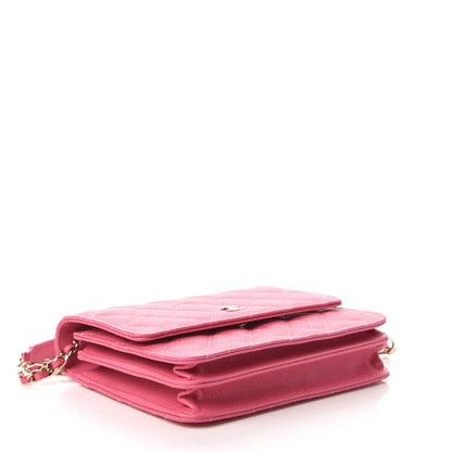 Chanel Caviar Quilted Square Wallet On Chain WOC Pink 4 of 12