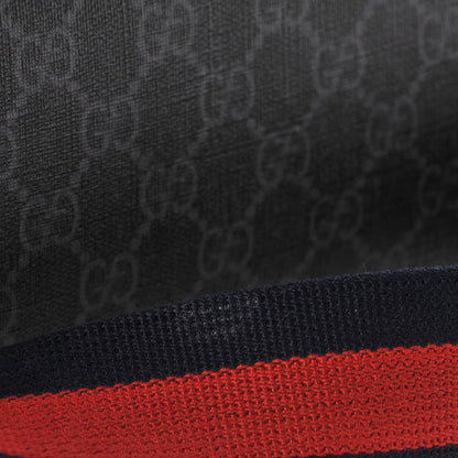 Gucci GG Supreme Monogram Web Flap Messenger Bag Black Grey 8 of 10
