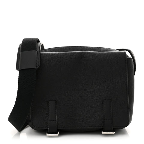 Soft Grained Calfskin XS Military Messenger Bag Black