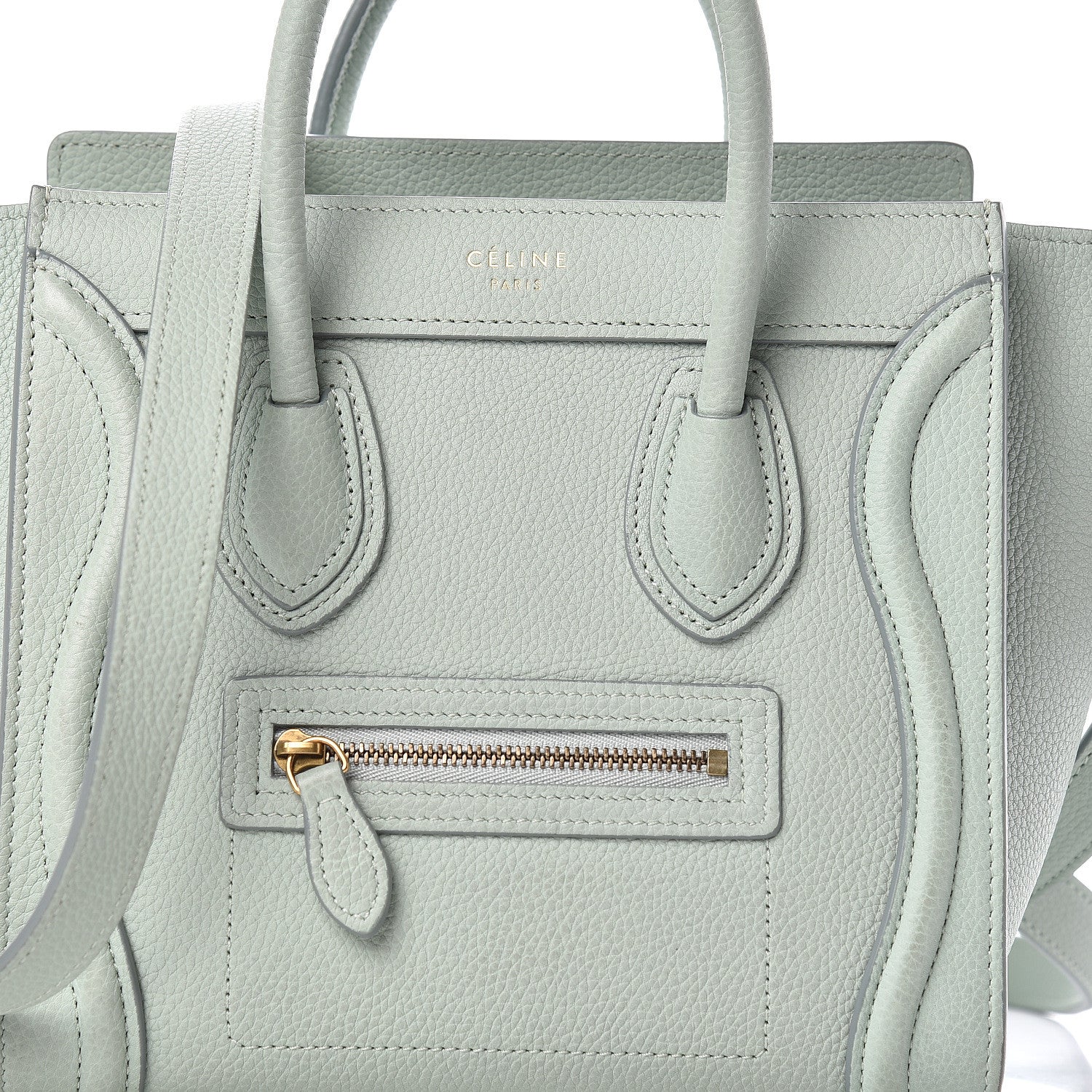 Celine Drummed Calfskin Nano Luggage Almond 9 of 18
