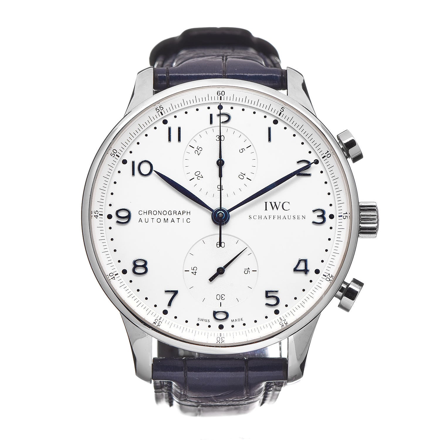 IWC Stainless Steel Alligator 41mm Portuguese Chronograph Automatic Watch IW371446 1 of 12