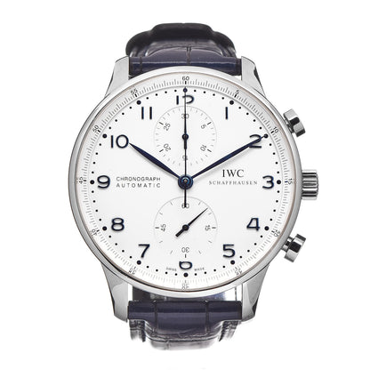 IWC Stainless Steel Alligator 41mm Portuguese Chronograph Automatic Watch IW371446 1 of 12