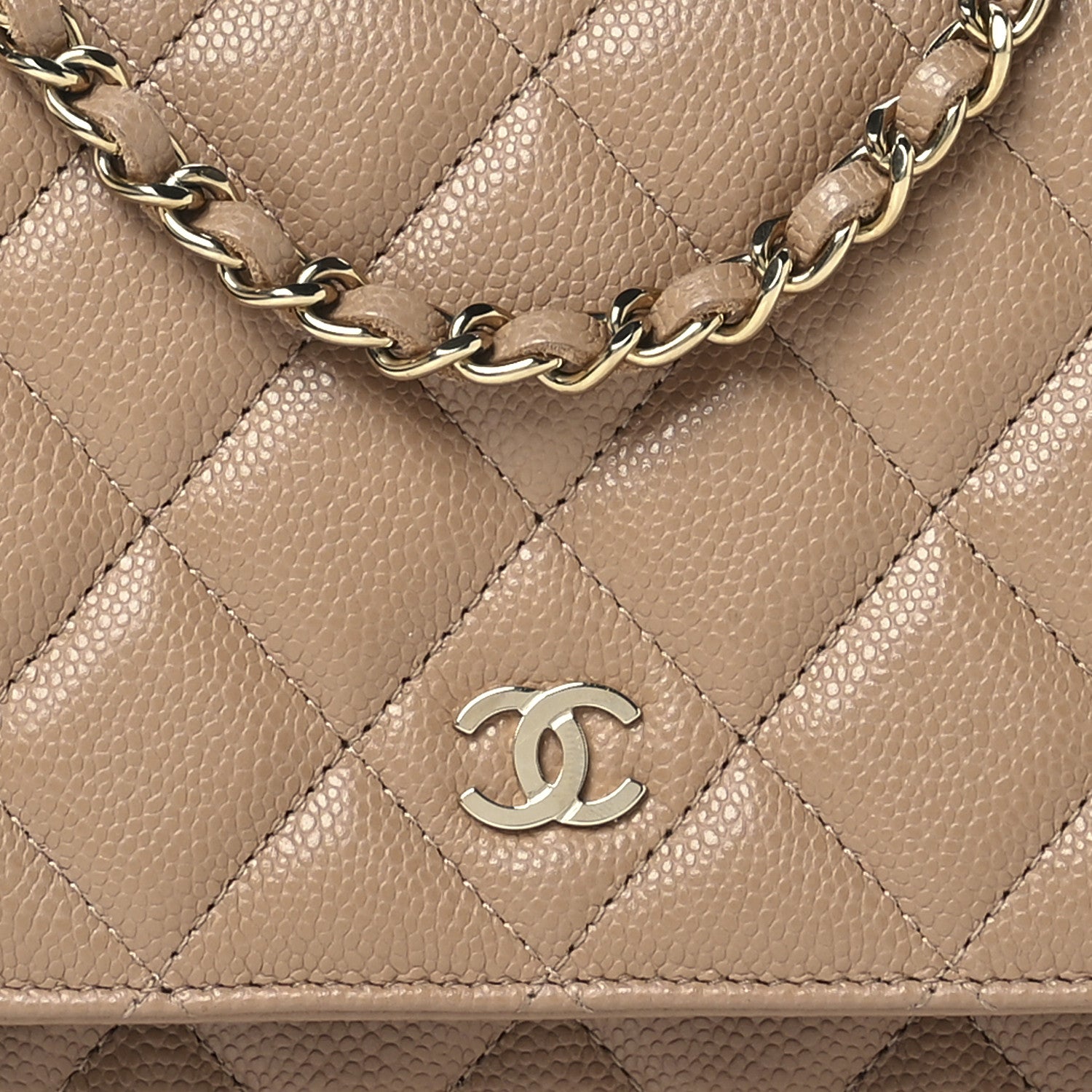 Chanel Caviar Quilted Wallet on Chain WOC Dark Beige 9 of 12