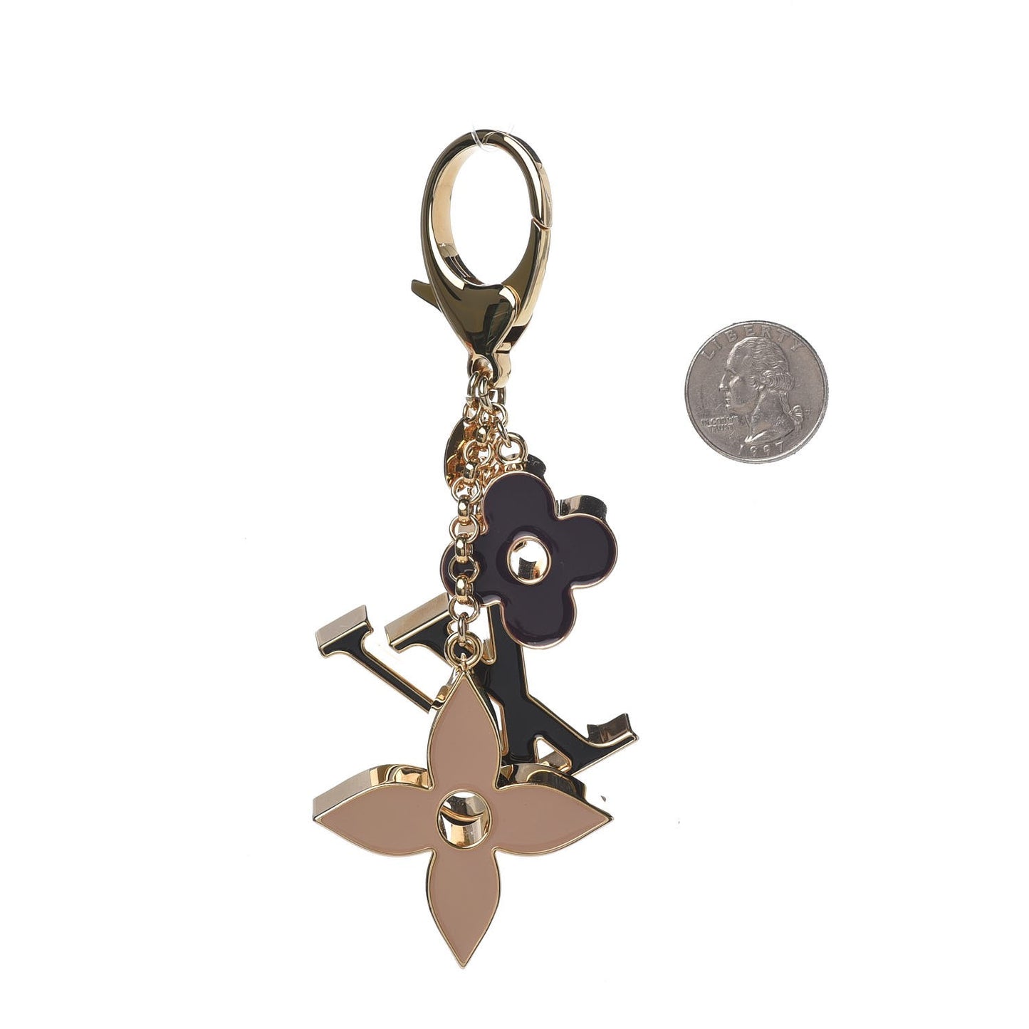 Fleur De Monogram Bag Charm Dore
