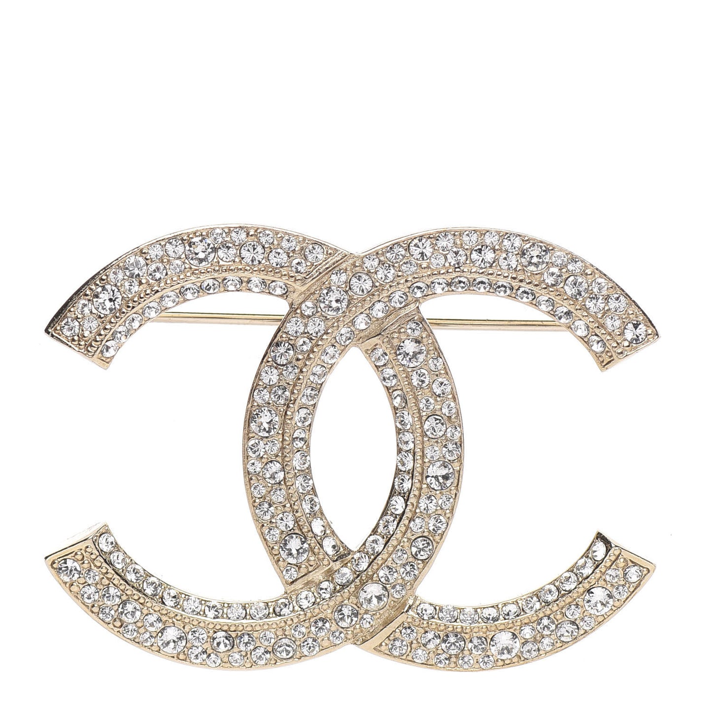 Crystal CC Brooch Light Gold