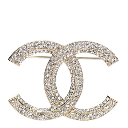 Chanel Crystal CC Brooch Light Gold 1 of 3