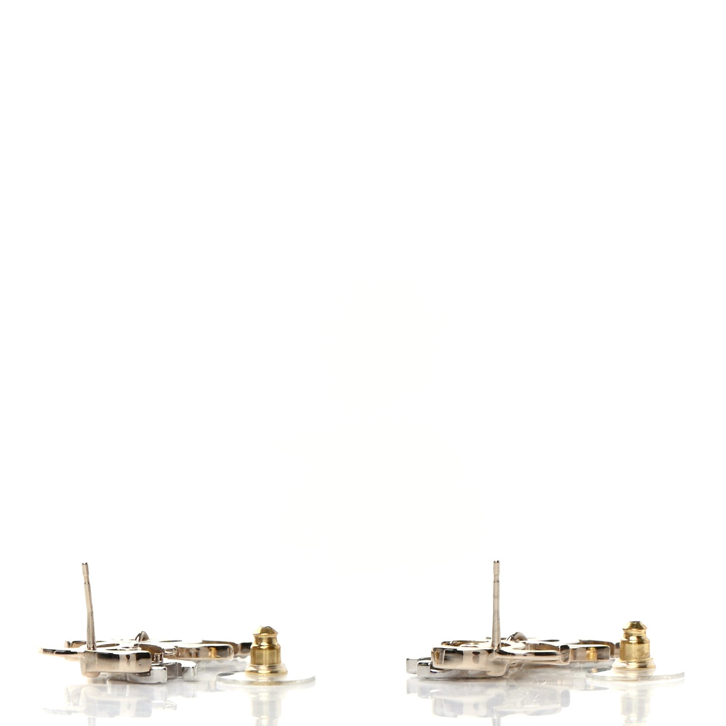 Crystal Pearl Double CC Drop Earrings Gold Silver