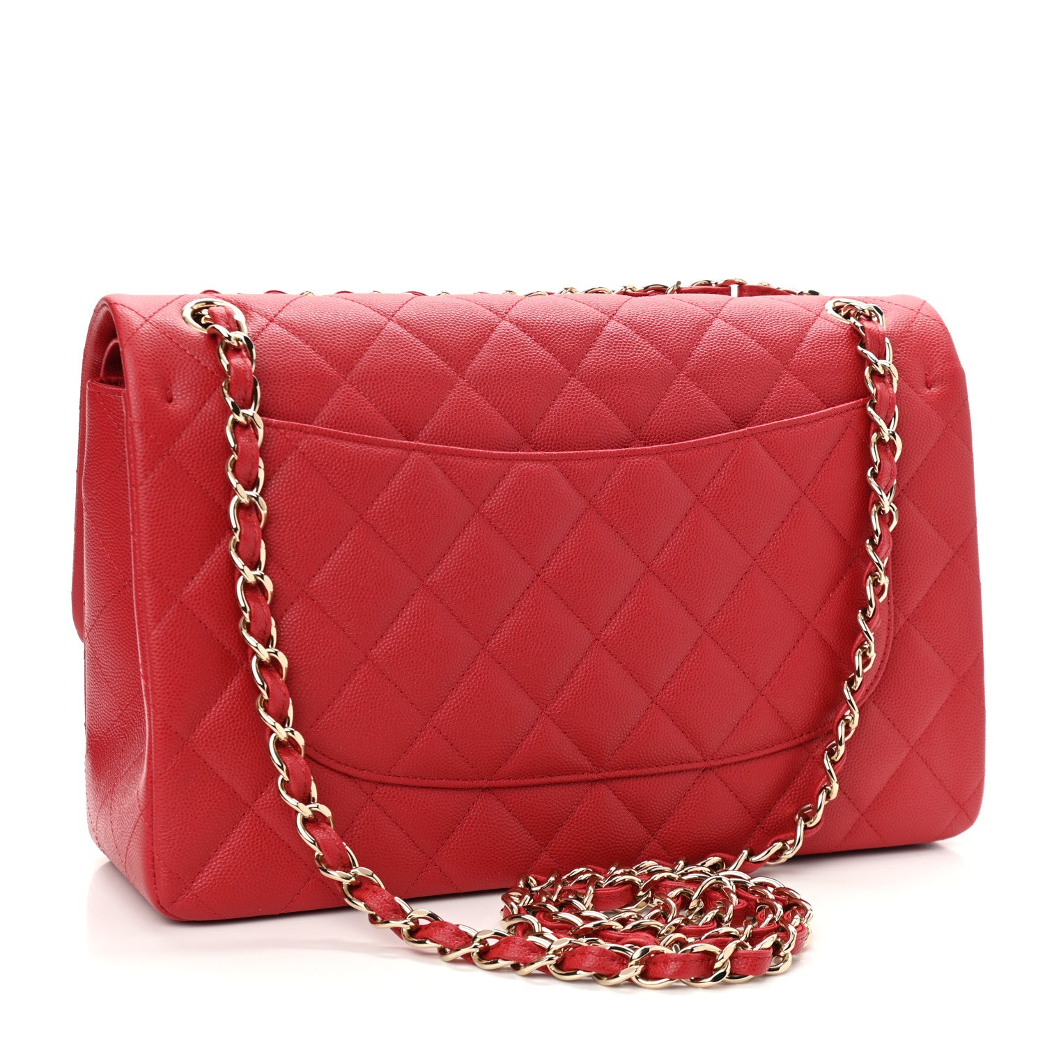 Chanel Caviar Quilted Jumbo Double Flap Red 3 of 10