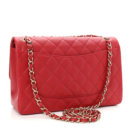 Chanel Caviar Quilted Jumbo Double Flap Red 3 of 10