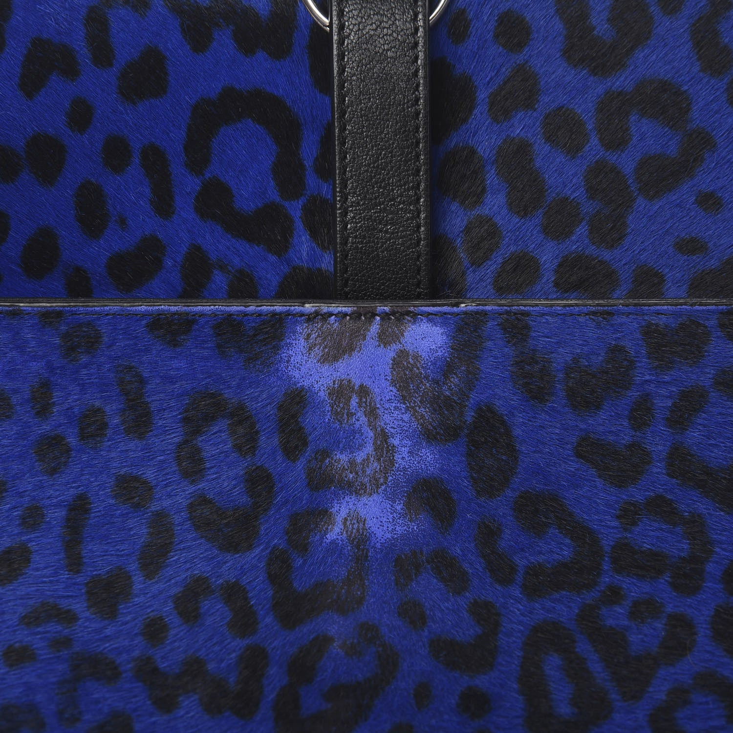 Saint Laurent Pony Hair Calfskin Monogram Leopard Print Medium Punk Chain Bag Blue 17 of 18