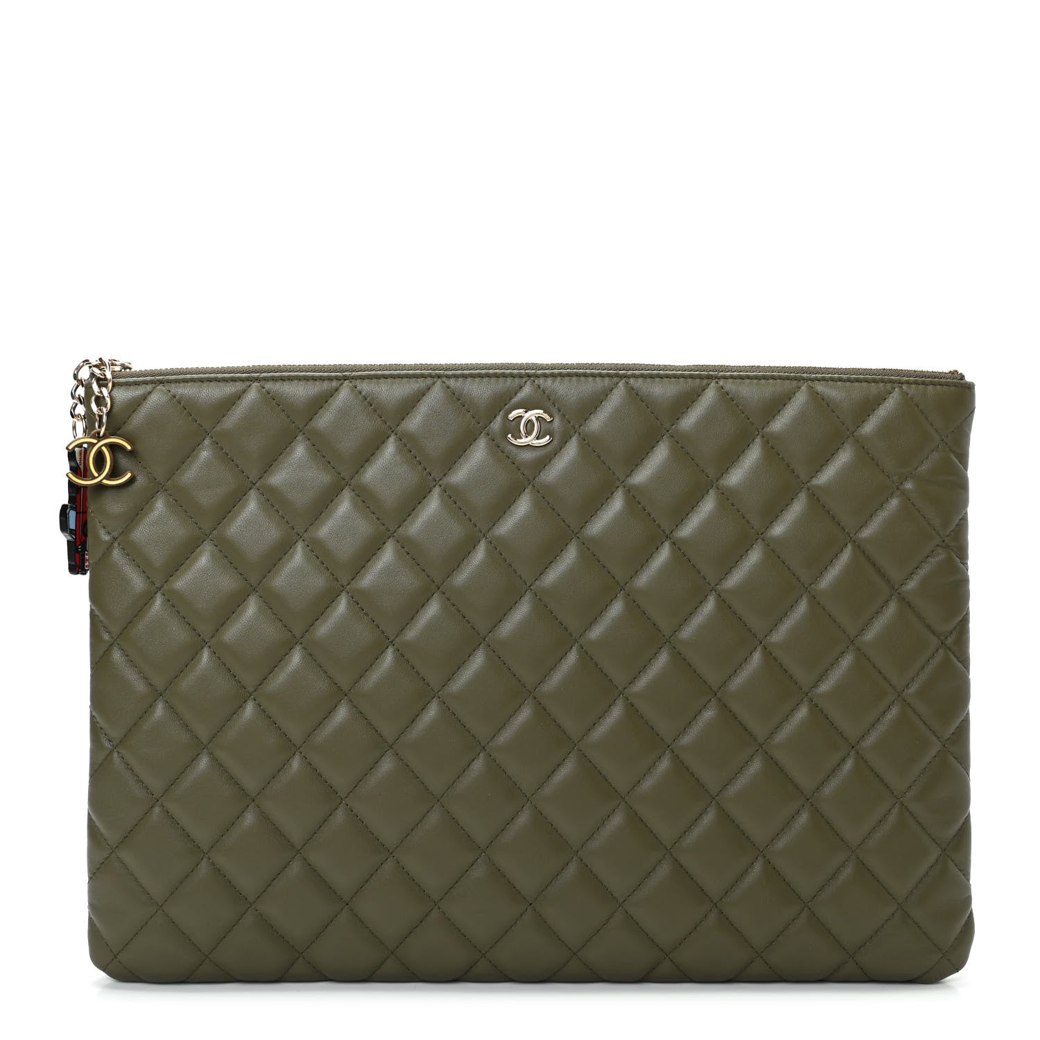 Chanel Lambskin Quilted Medium Cuba Cosmetic Case Khaki 1 of 8