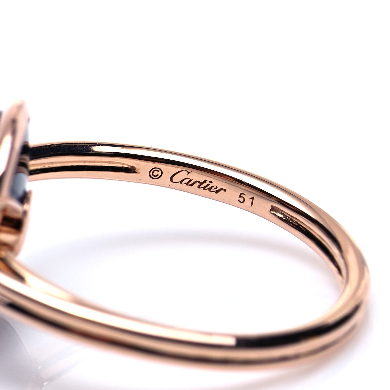 Cartier 18K Pink Gold Diamond Black Onyx Amulette de Cartier Ring 51 5.5 4 of 6