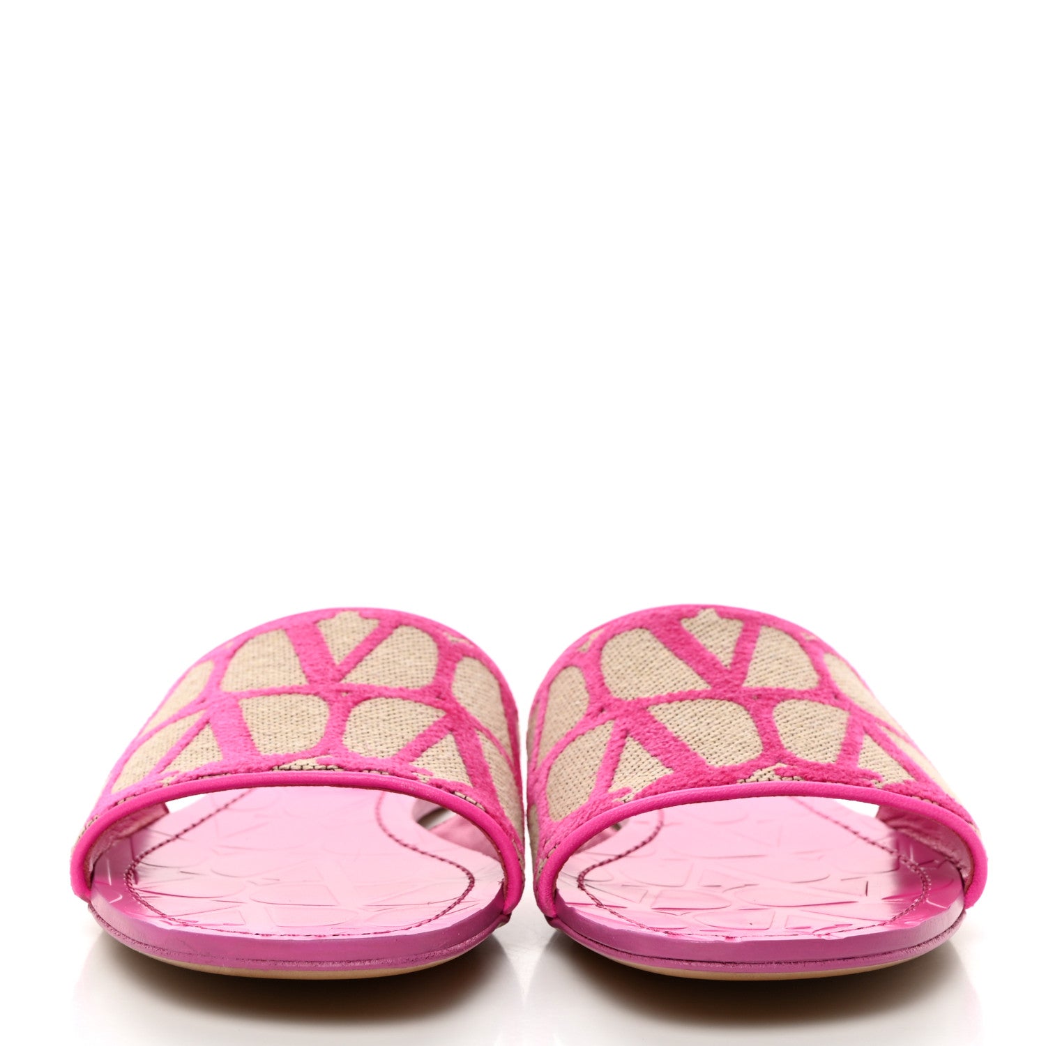 Valentino Garavani Toile Iconographe Vlogo 5mm Slide Sandals 38 Natural Pink PP 2 of 9