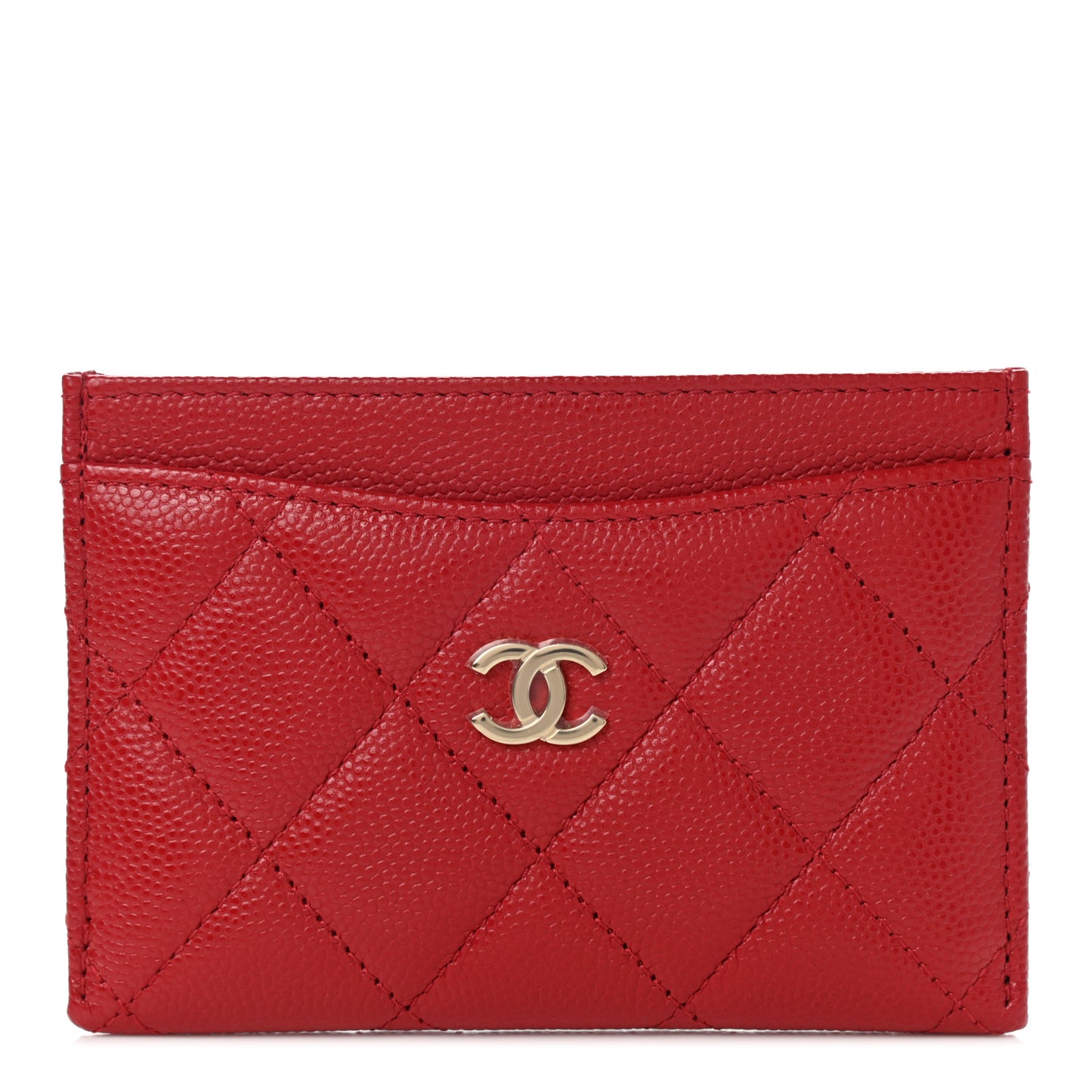 Caviar Quilted Card Holder Red