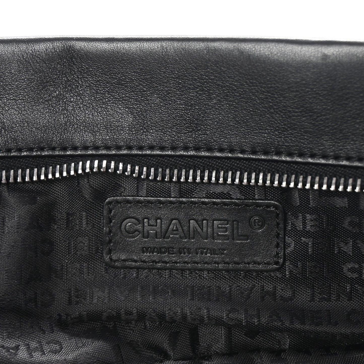 Calfskin Vertical Quilted Lax Clutch With Chain Black