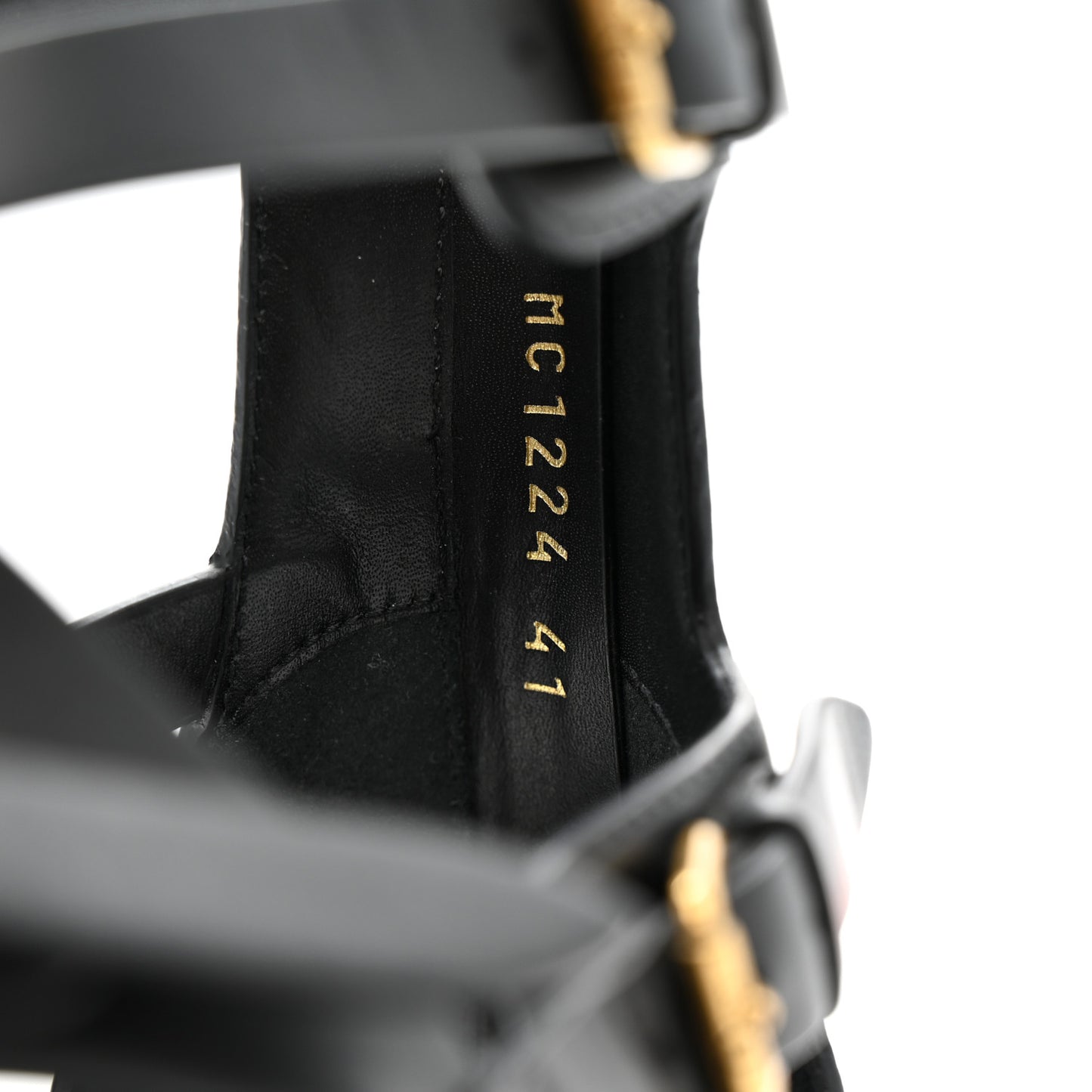 Shiny Calfskin L'Amazone Sandals 41 Black