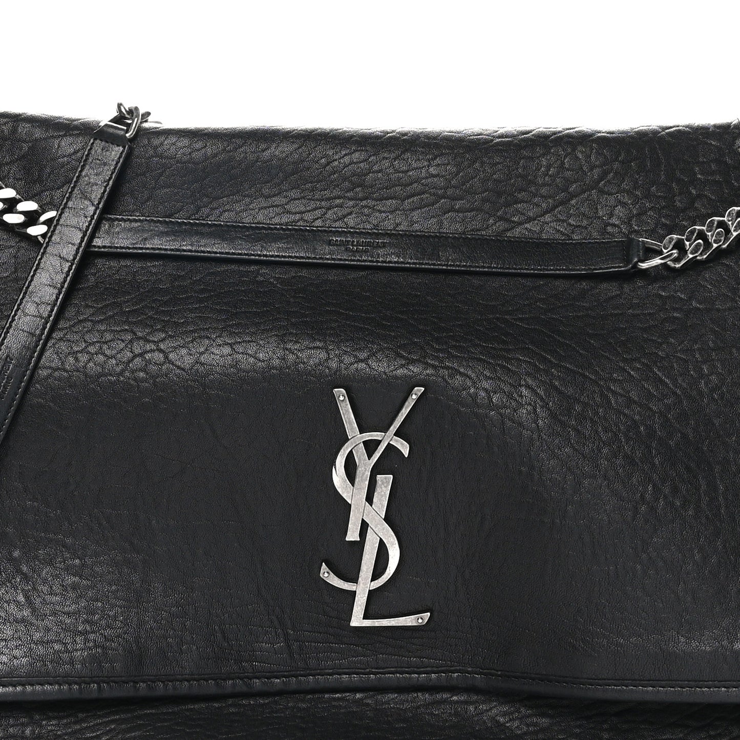 Grained Lambskin Monogram Oversized Niki Chain Satchel Black