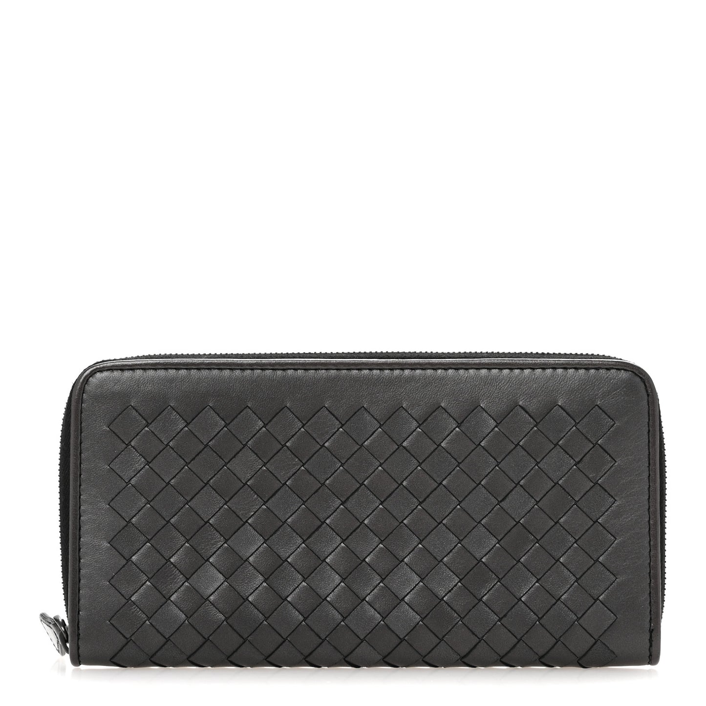 Metallic Nappa Intrecciato Zip Around Wallet Grey