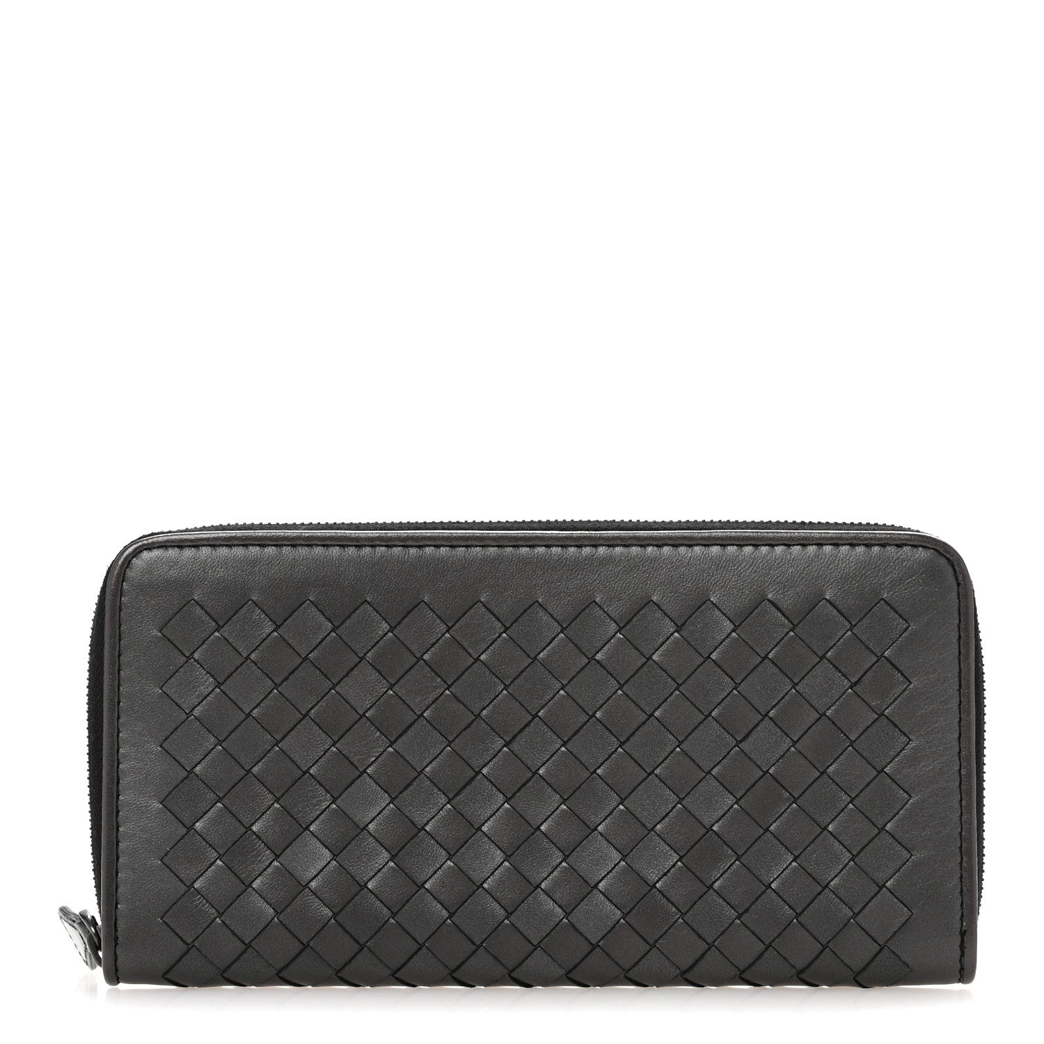 Bottega Veneta Metallic Nappa Intrecciato Zip Around Wallet Grey 1 of 9