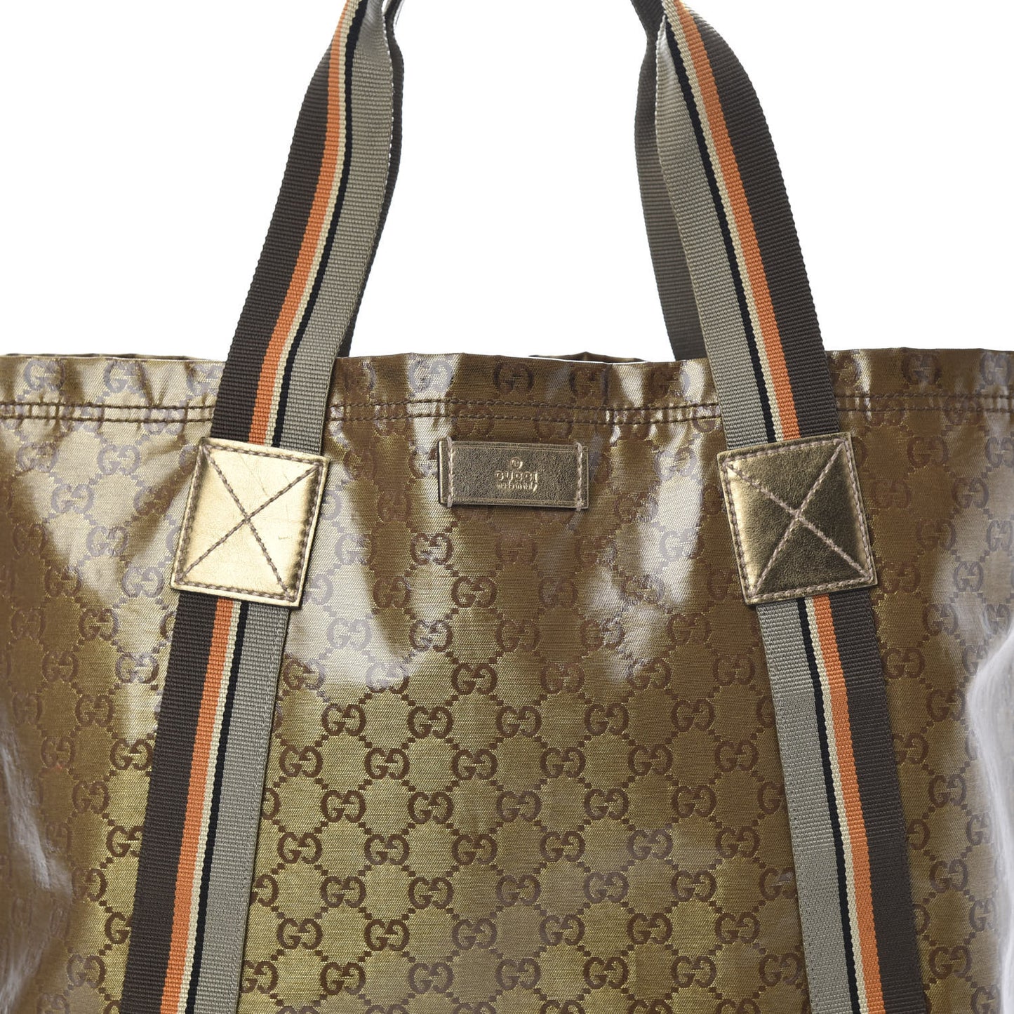 Crystal Monogram Medium Web Handle Vertical Tote Bronze