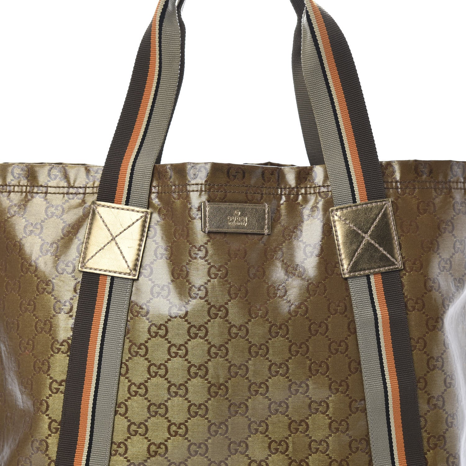 Gucci Crystal Monogram Medium Web Handle Vertical Tote Bronze 8 of 11