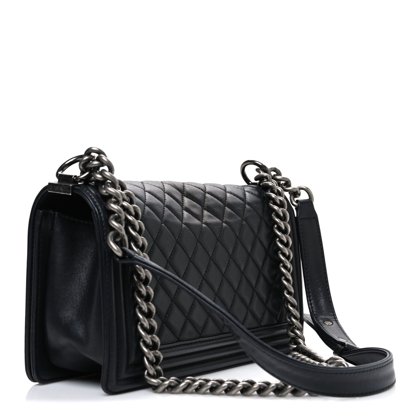 Lambskin Quilted Medium Boy Flap Black