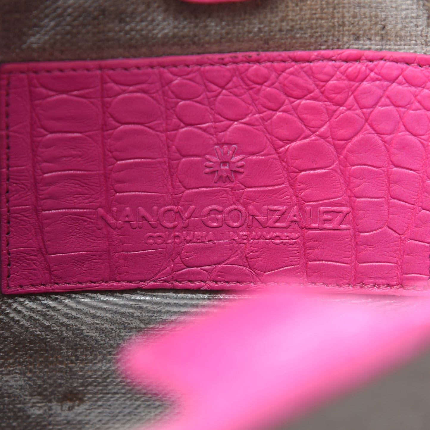 Coated Linen Crocodile Medium Erica Shopper Tote Pink
