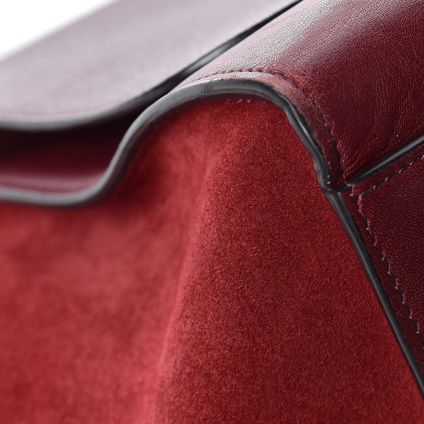 Drummed Calfskin Suede Medium Trapeze Burgundy