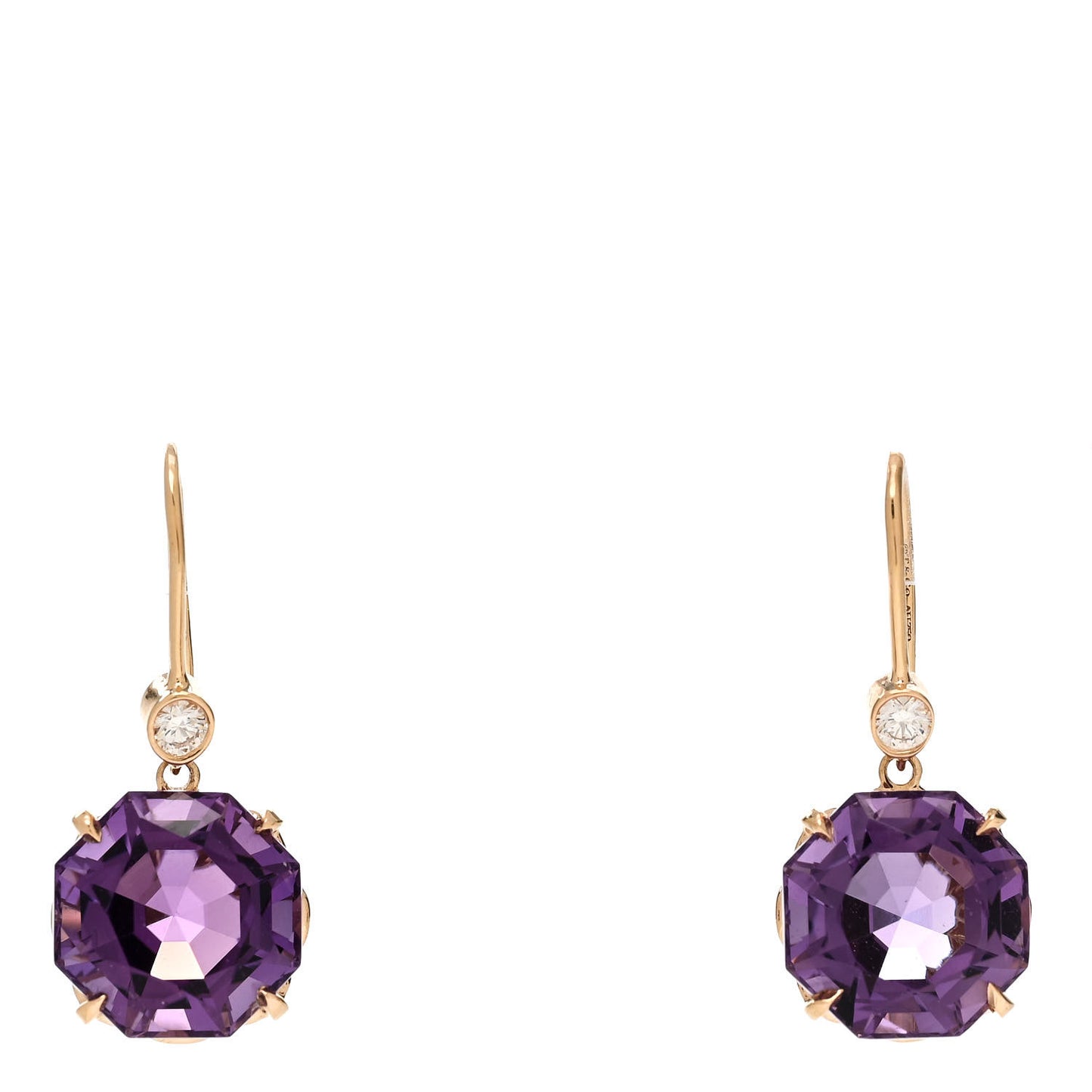 18K Rose Gold Diamond Amethyst Sparklers Drop Earrings