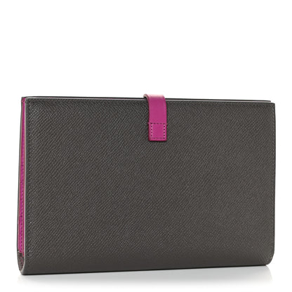 Celine Grained Calfskin Large Multifunction Strap Wallet Grey Pink 3 of 10