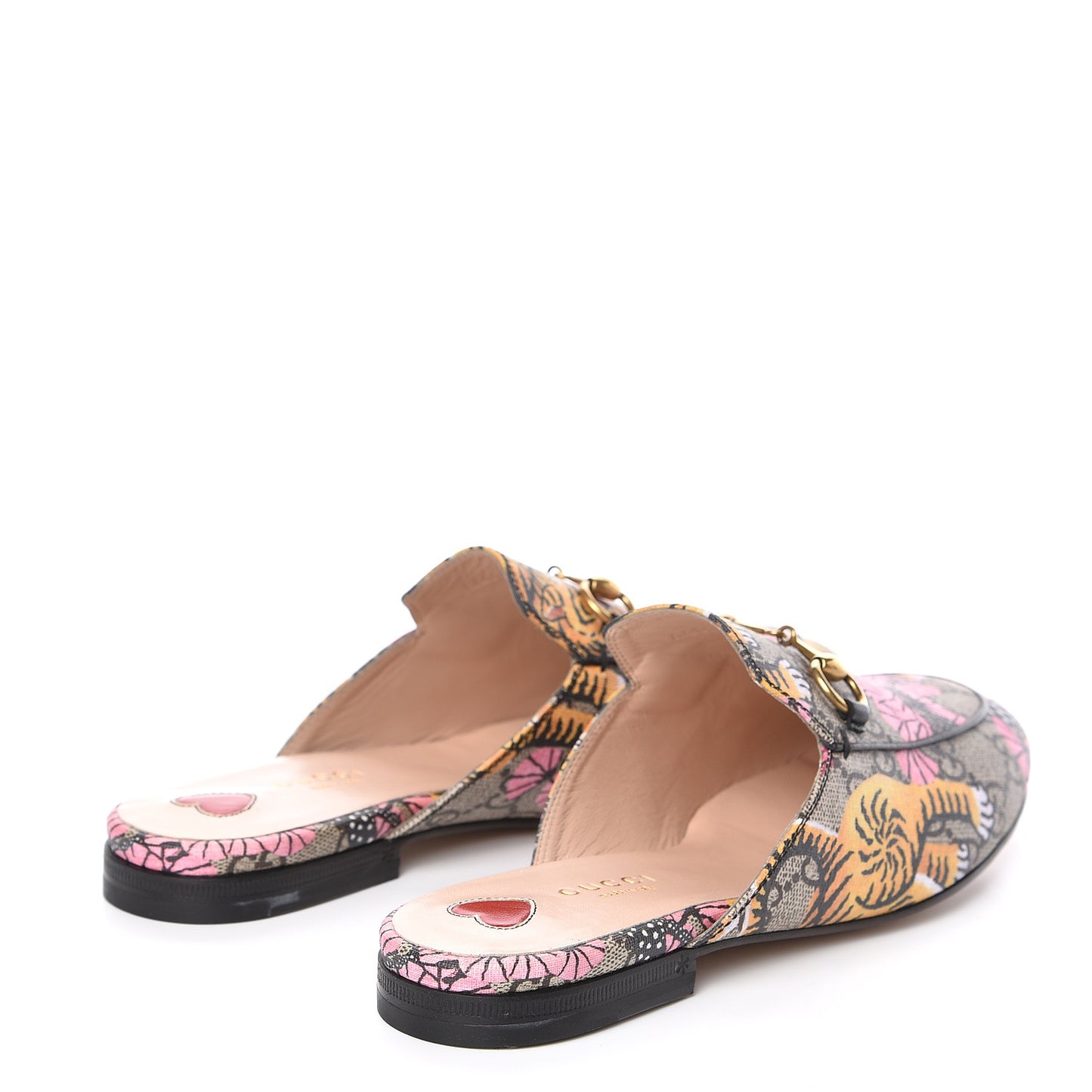 GG Supreme Monogram Bengal Womens Princetown Slippers 36 Beige Crop Pink