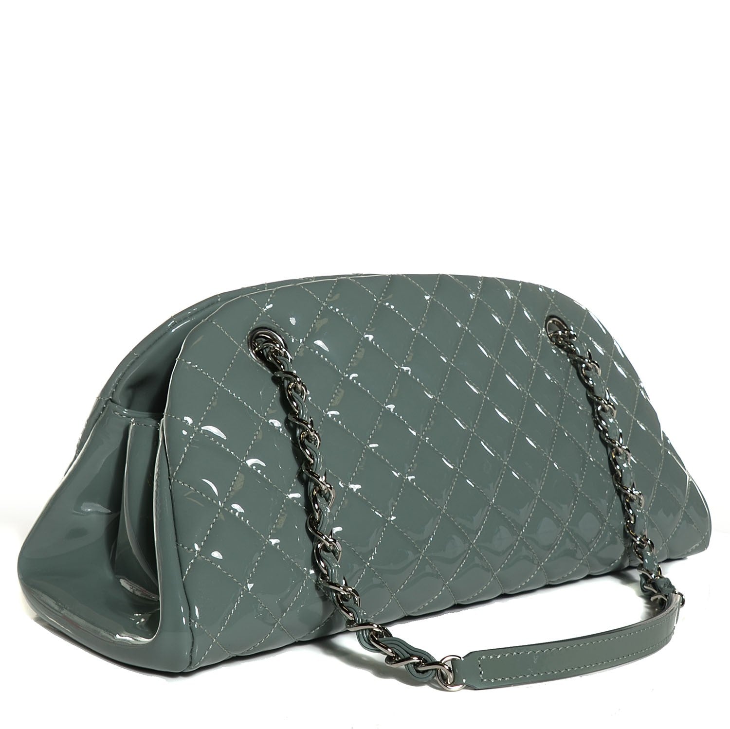 Chanel Patent Quilted Medium Just Mademoiselle Light Khaki 3 of 8