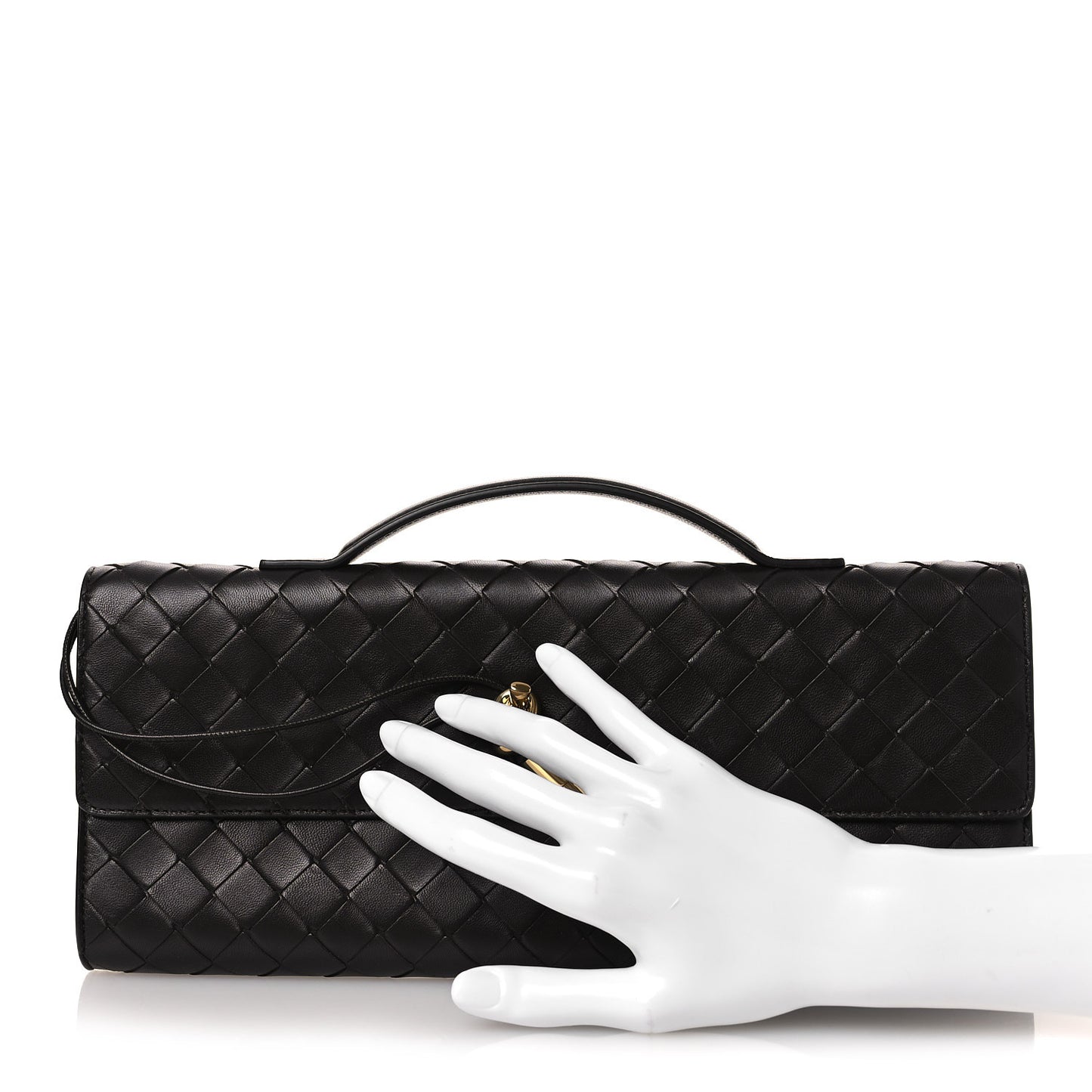 Nappa Intrecciato Long Andiamo Top Handle Clutch Fondant