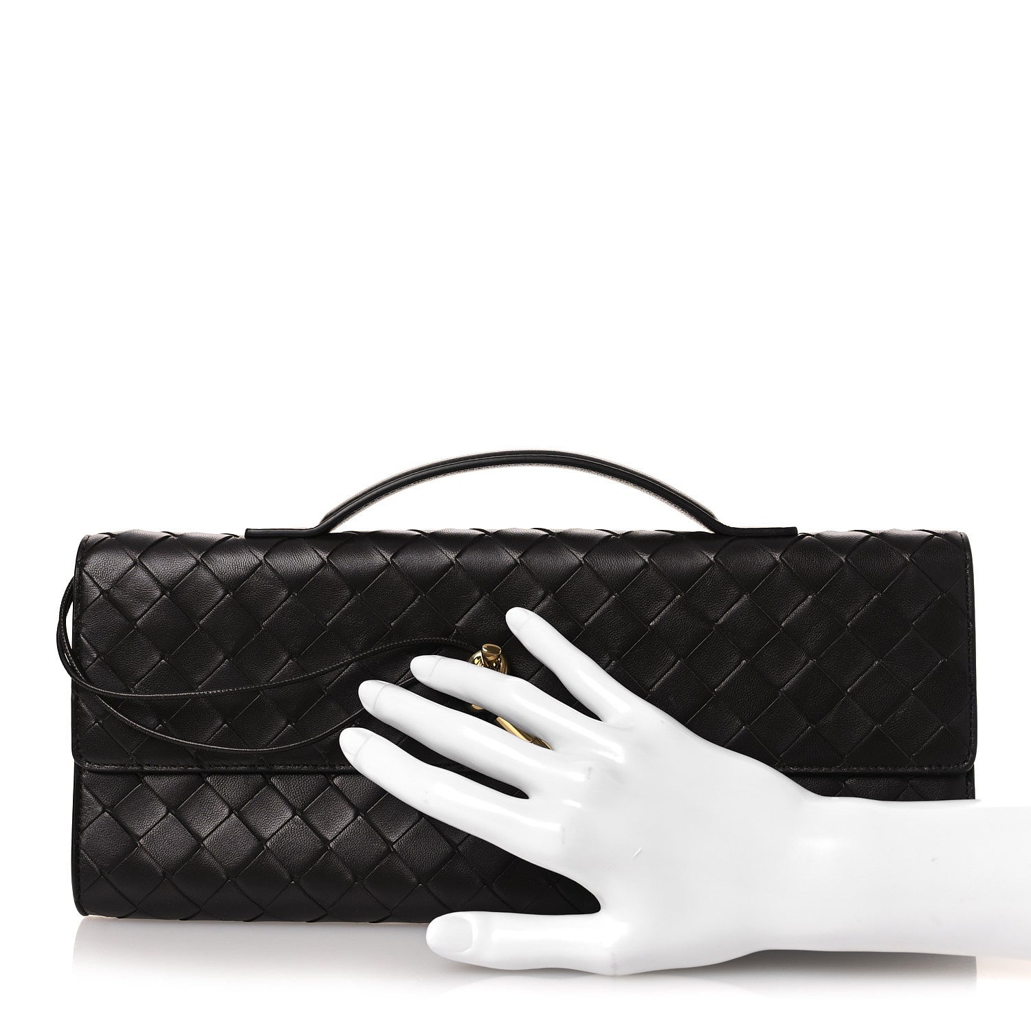 Bottega Veneta Nappa Intrecciato Long Andiamo Top Handle Clutch Fondant 2 of 11