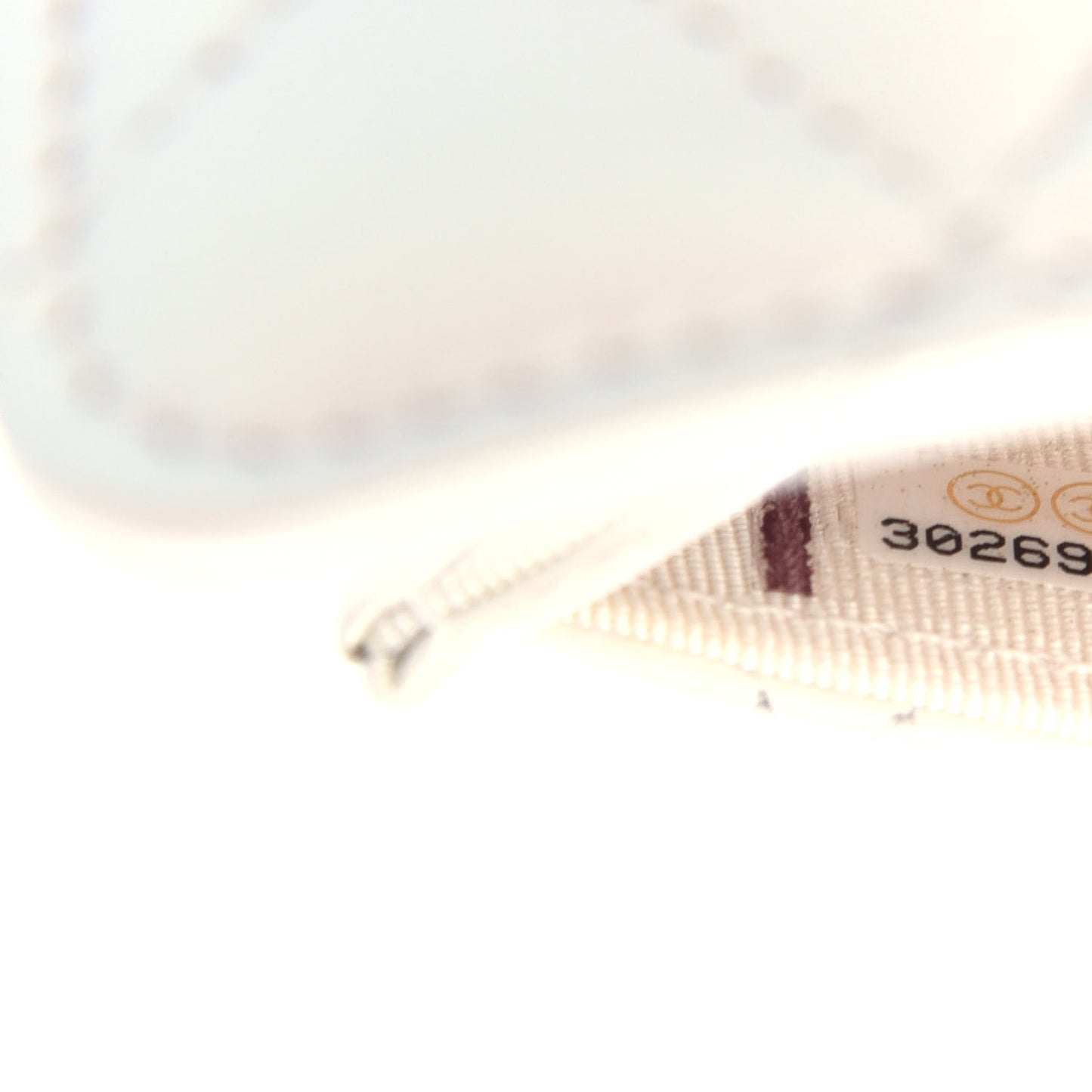 Iridescent Calfskin Quilted Flap Card Holder Wallet Ivory