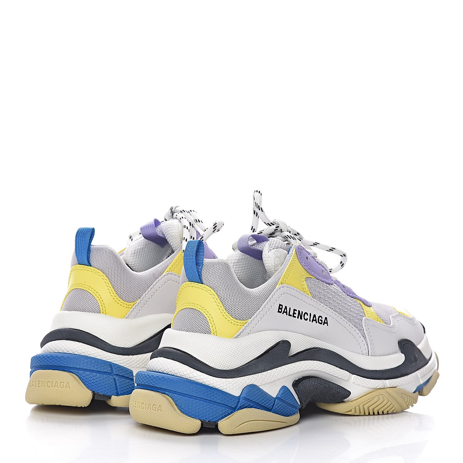 Balenciaga Fabric Mesh Womens Triple S Sneakers 38 White Purple Yellow 4 of 9